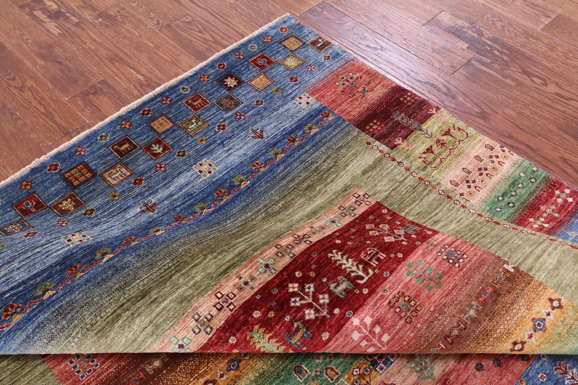 Tribal Persian Gabbeh Hand Knotted Wool Rug - 6' 6" X 9' 4" - Golden Nile
