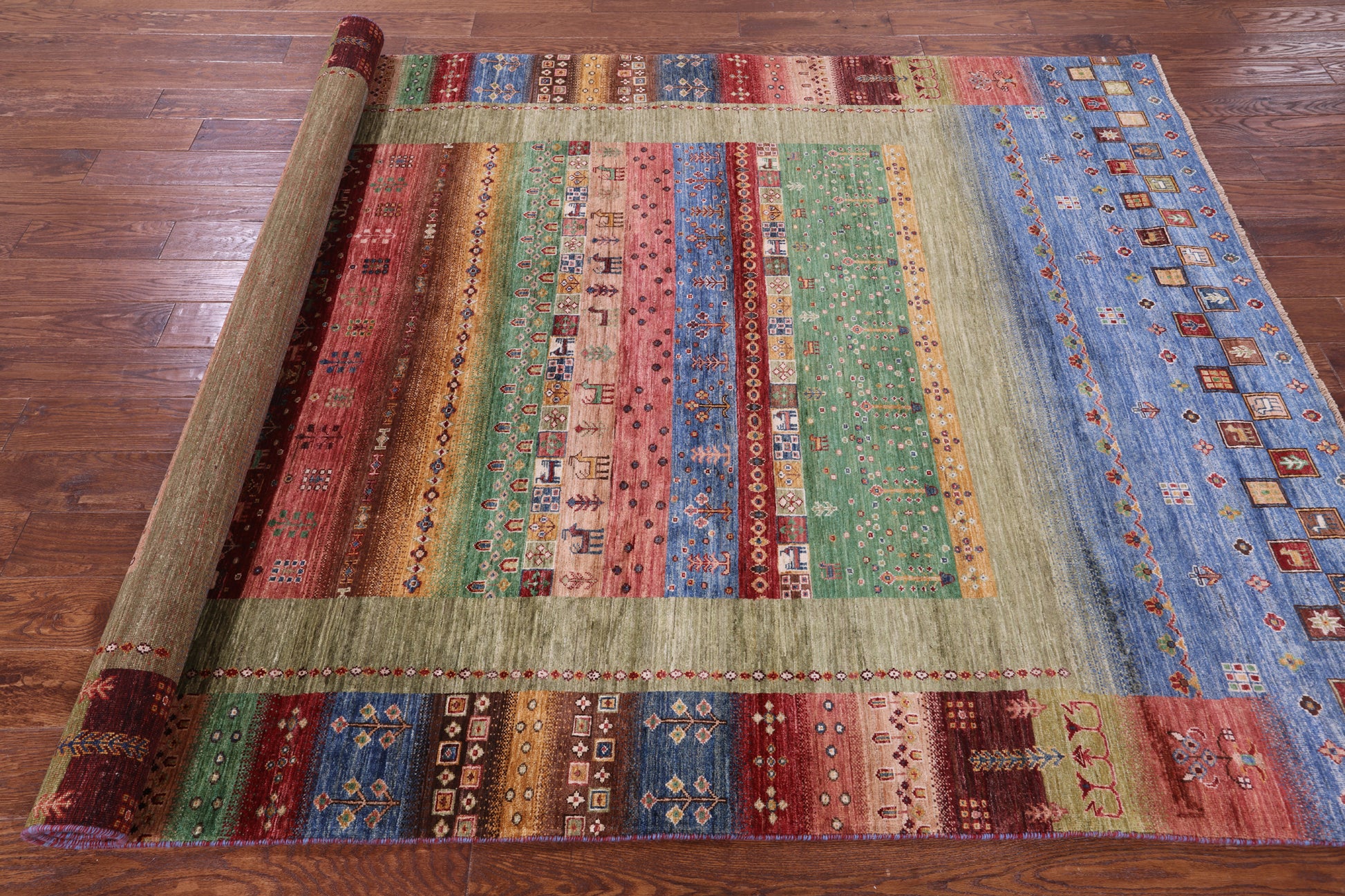 Tribal Persian Gabbeh Hand Knotted Wool Rug - 6' 6" X 9' 4" - Golden Nile