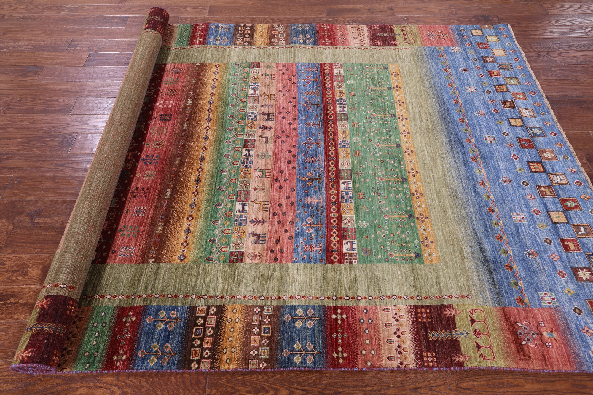 Tribal Persian Gabbeh Hand Knotted Wool Rug - 6' 6" X 9' 4" - Golden Nile