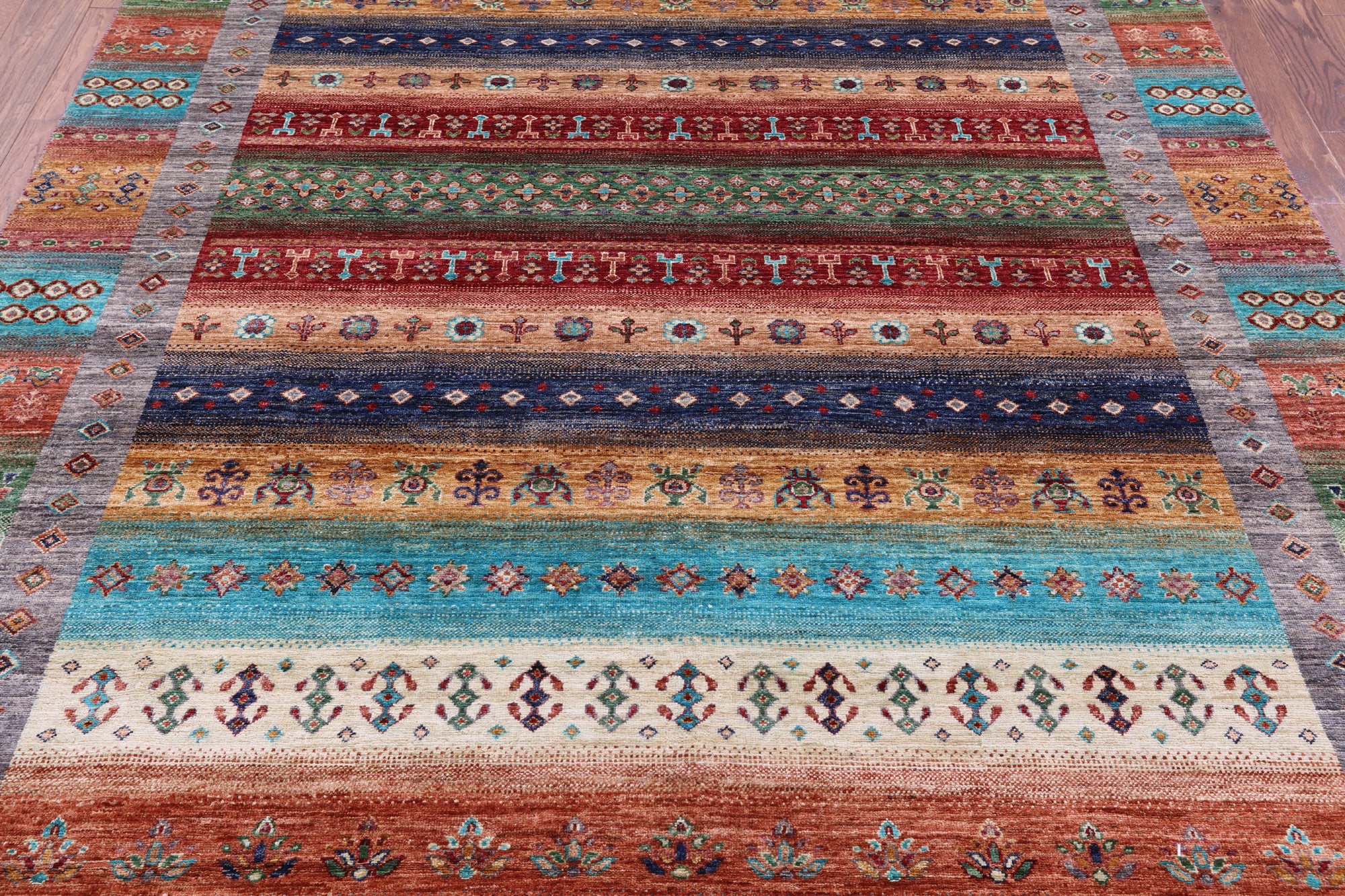 Tribal Persian Gabbeh Hand Knotted Wool Rug - 7' 0" X 10' 2" - Golden Nile