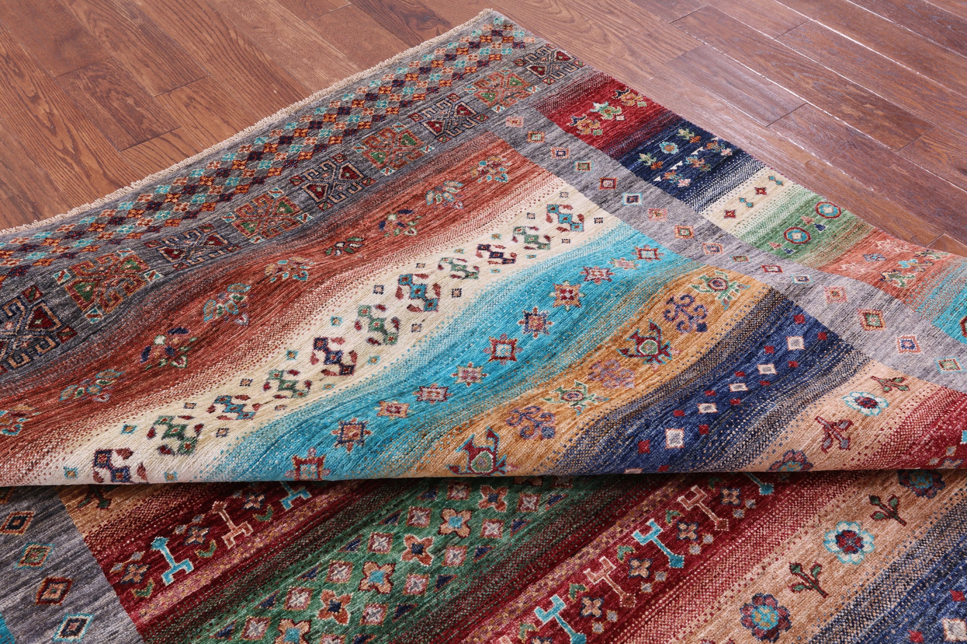 Tribal Persian Gabbeh Hand Knotted Wool Rug - 7' 0" X 10' 2" - Golden Nile