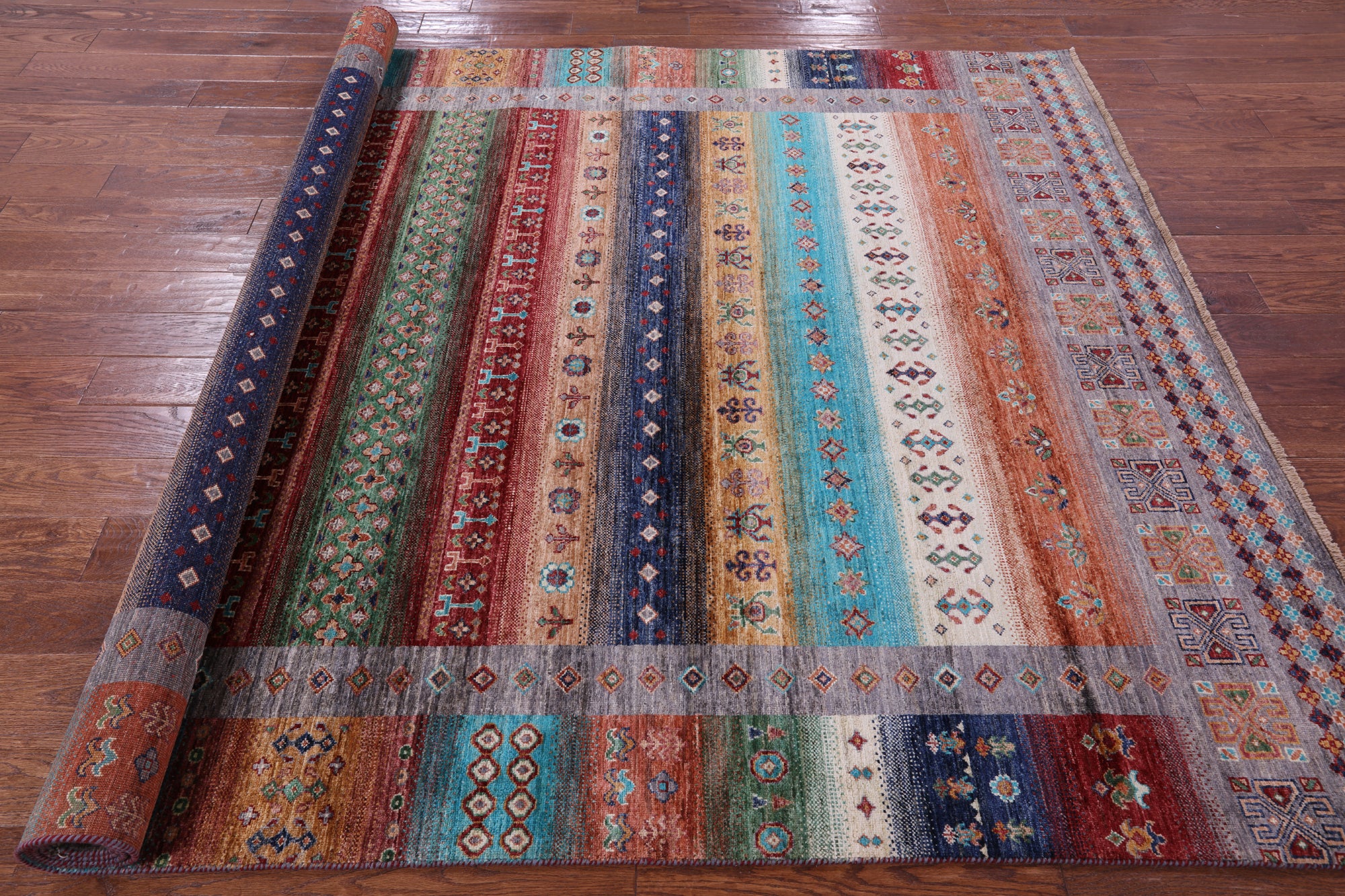 Tribal Persian Gabbeh Hand Knotted Wool Rug - 7' 0" X 10' 2" - Golden Nile
