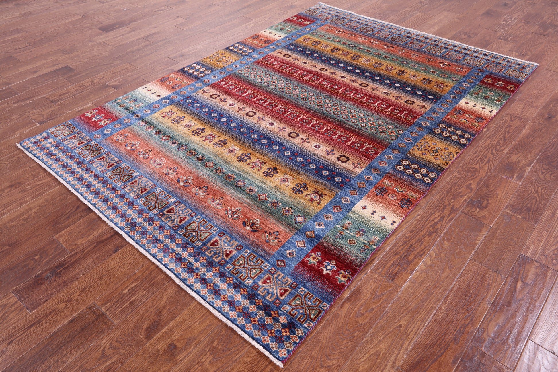 Tribal Persian Gabbeh Hand Knotted Wool Rug - 5' 6" X 8' 2" - Golden Nile