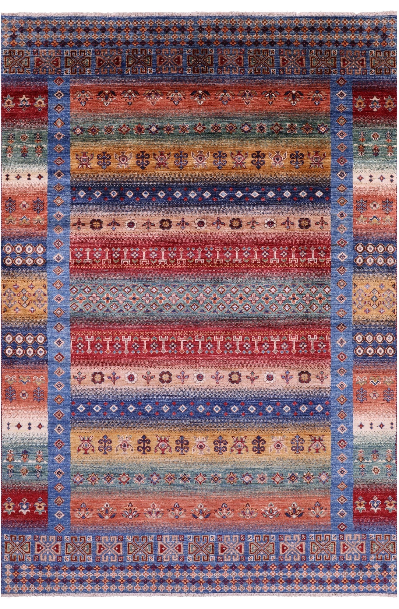 Tribal Persian Gabbeh Hand Knotted Wool Rug - 5' 6" X 8' 2" - Golden Nile