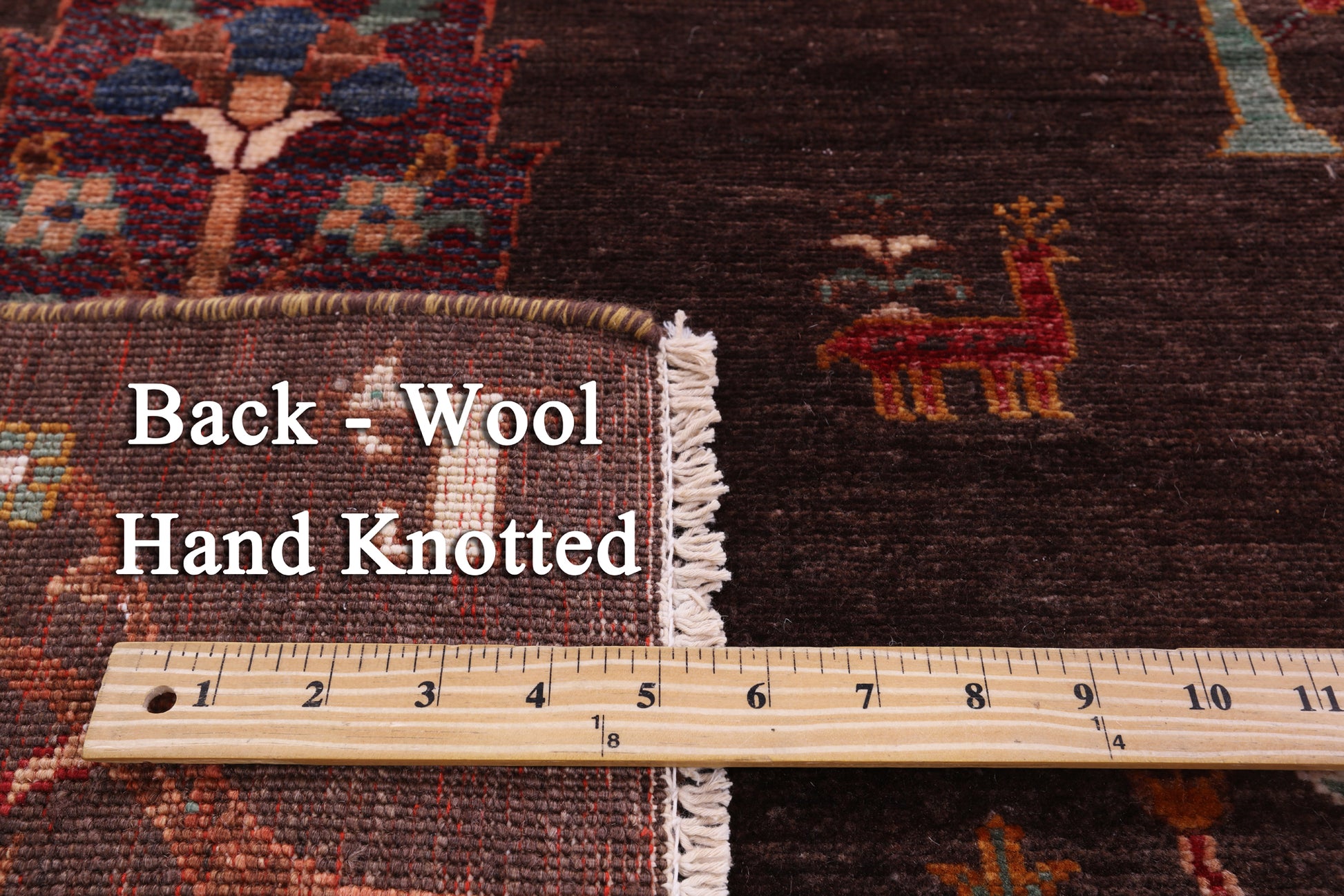 Brown Tribal Persian Gabbeh Hand Knotted Wool Rug - 6' 11" X 9' 10" - Golden Nile