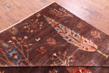 Brown Tribal Persian Gabbeh Hand Knotted Wool Rug - 6' 11" X 9' 10" - Golden Nile