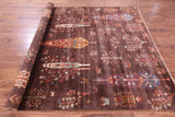 Brown Tribal Persian Gabbeh Hand Knotted Wool Rug - 6' 11" X 9' 10" - Golden Nile