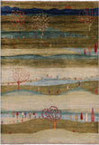 Tribal Persian Gabbeh Hand Knotted Wool Rug - 5' 7" X 8' 0" - Golden Nile