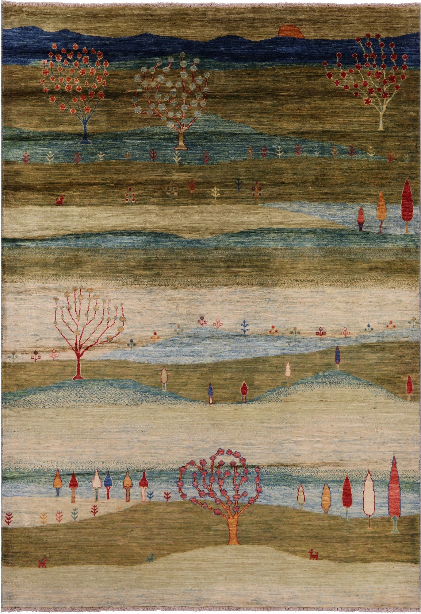 Tribal Persian Gabbeh Hand Knotted Wool Rug - 5' 7" X 8' 0" - Golden Nile