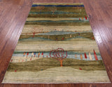 Tribal Persian Gabbeh Hand Knotted Wool Rug - 5' 7" X 8' 0" - Golden Nile