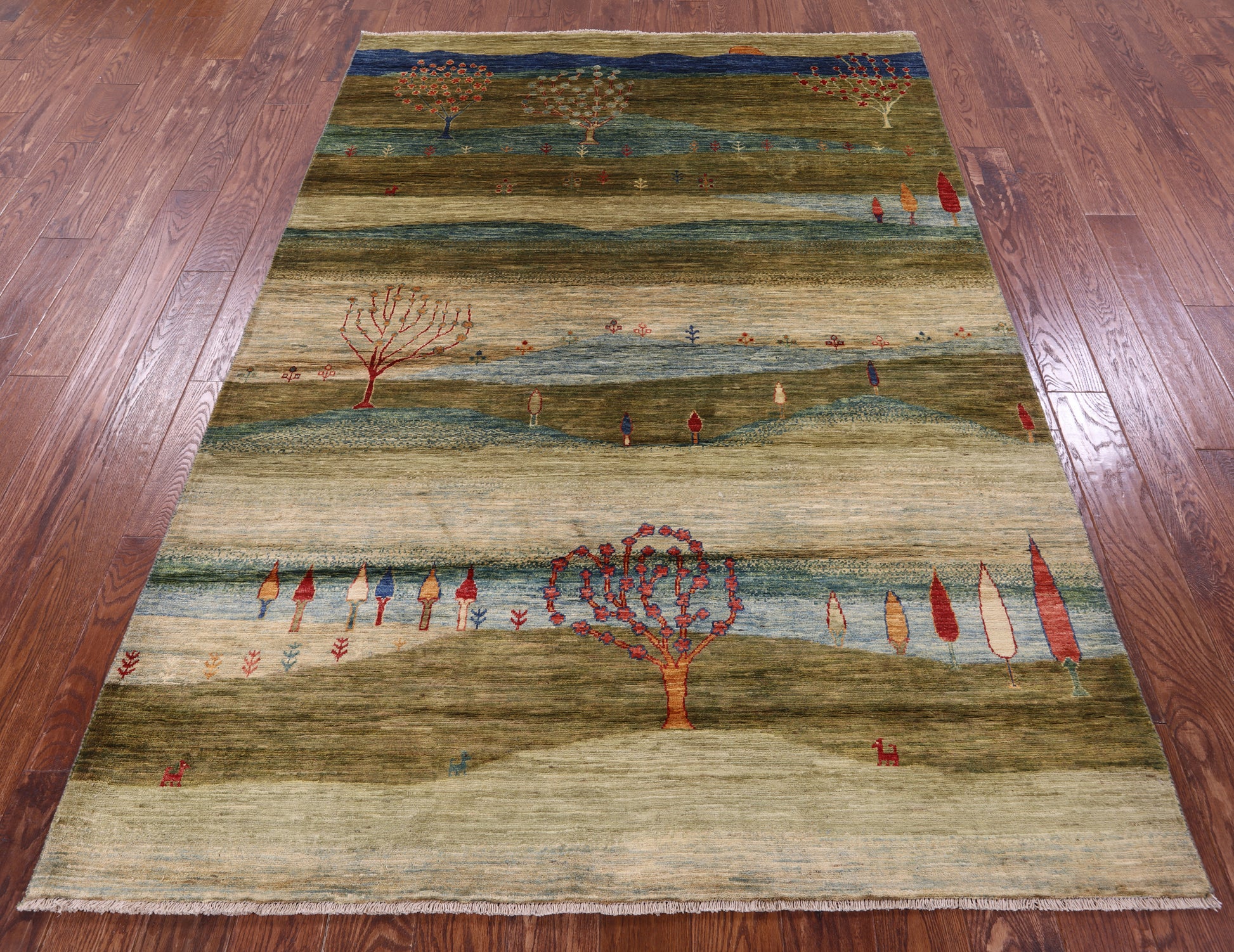 Tribal Persian Gabbeh Hand Knotted Wool Rug - 5' 7" X 8' 0" - Golden Nile