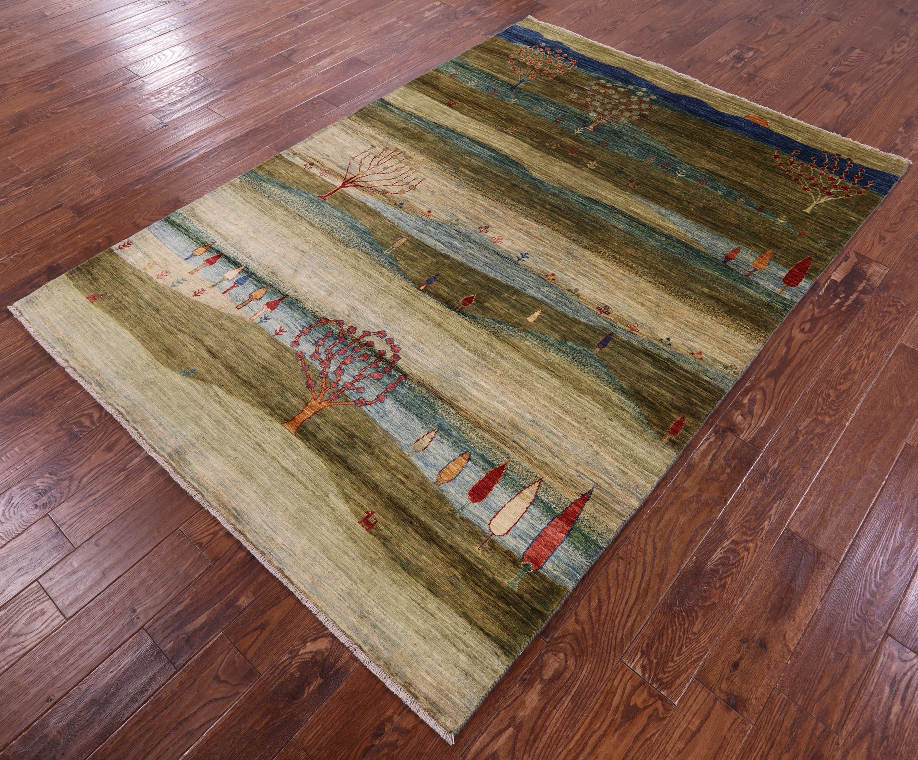 Tribal Persian Gabbeh Hand Knotted Wool Rug - 5' 7" X 8' 0" - Golden Nile