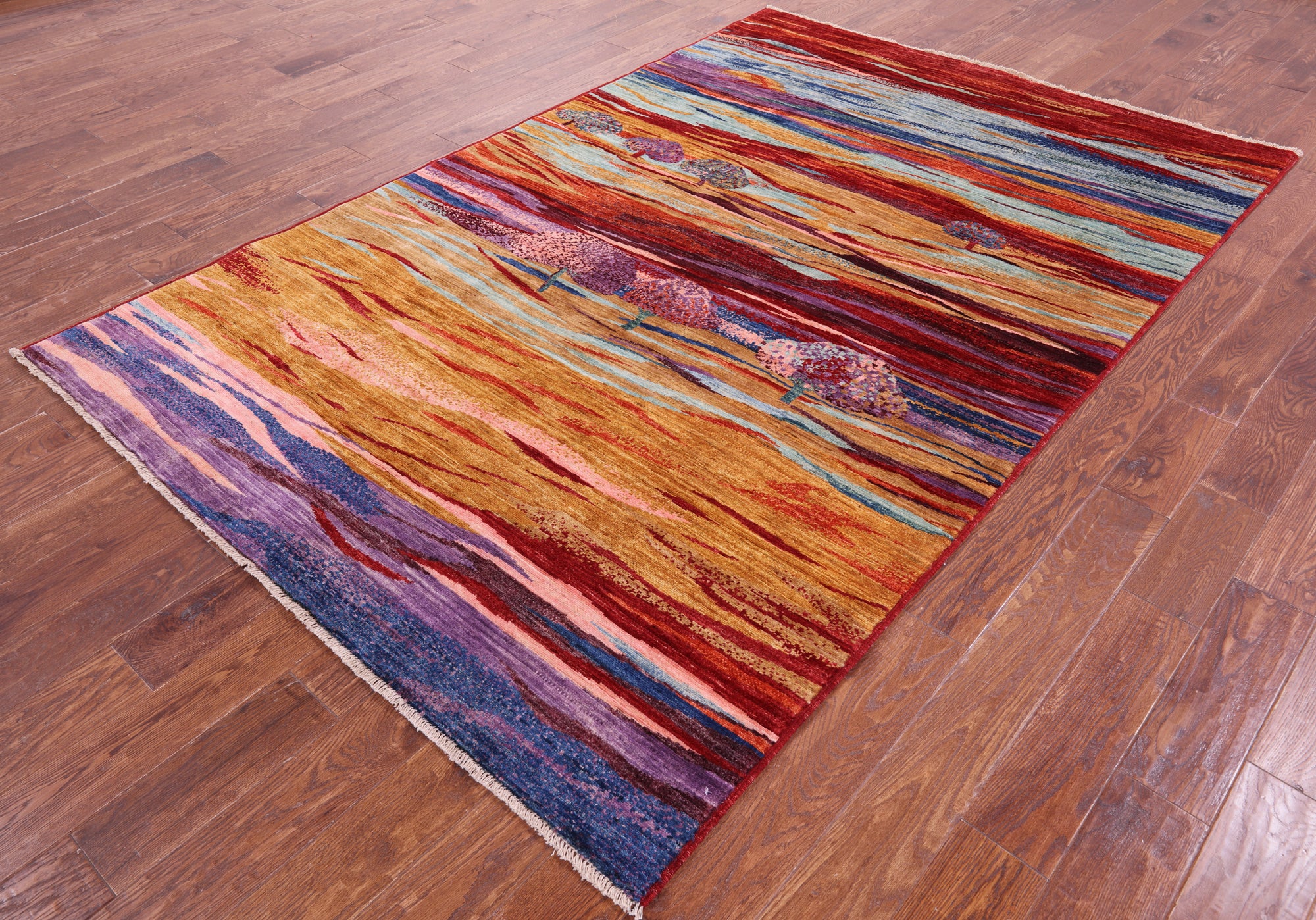 Tribal Persian Gabbeh Handmade Wool Rug - 5' 9" X 8' 10" - Golden Nile