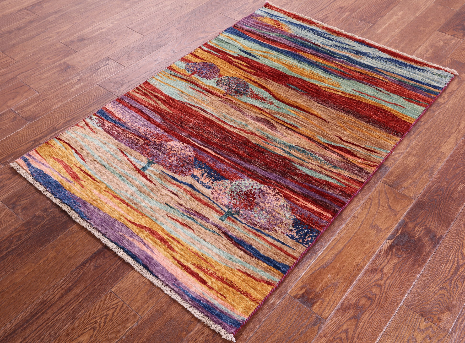 Tribal Persian Gabbeh Handmade Wool Rug - 3' 3" X 4' 10" - Golden Nile