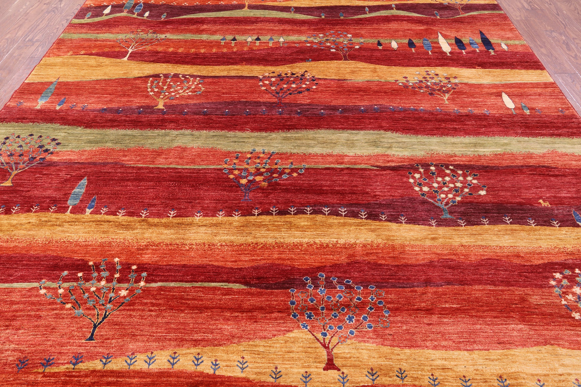 Persian Tribal Gabbeh Handmade Wool Rug - 9' 8" X 13' 5" - Golden Nile