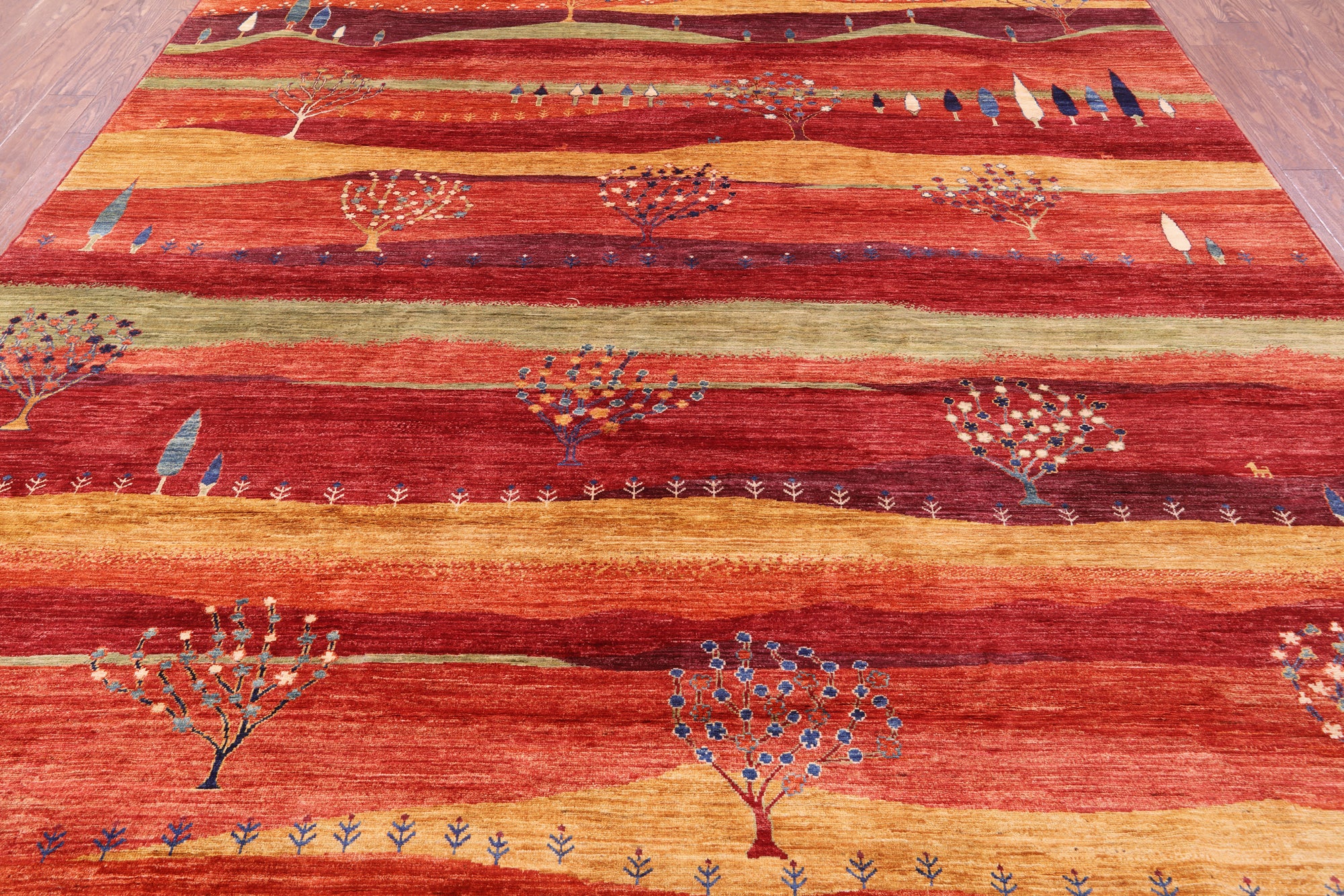 Persian Tribal Gabbeh Handmade Wool Rug - 9' 8" X 13' 5" - Golden Nile