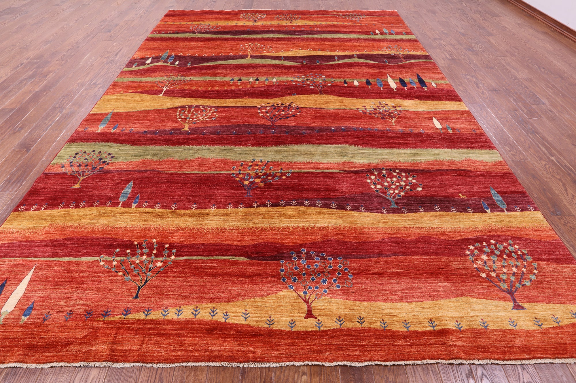 Persian Tribal Gabbeh Handmade Wool Rug - 9' 8" X 13' 5" - Golden Nile