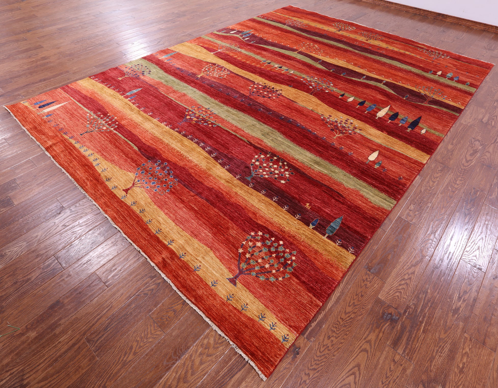 Persian Tribal Gabbeh Handmade Wool Rug - 9' 8" X 13' 5" - Golden Nile
