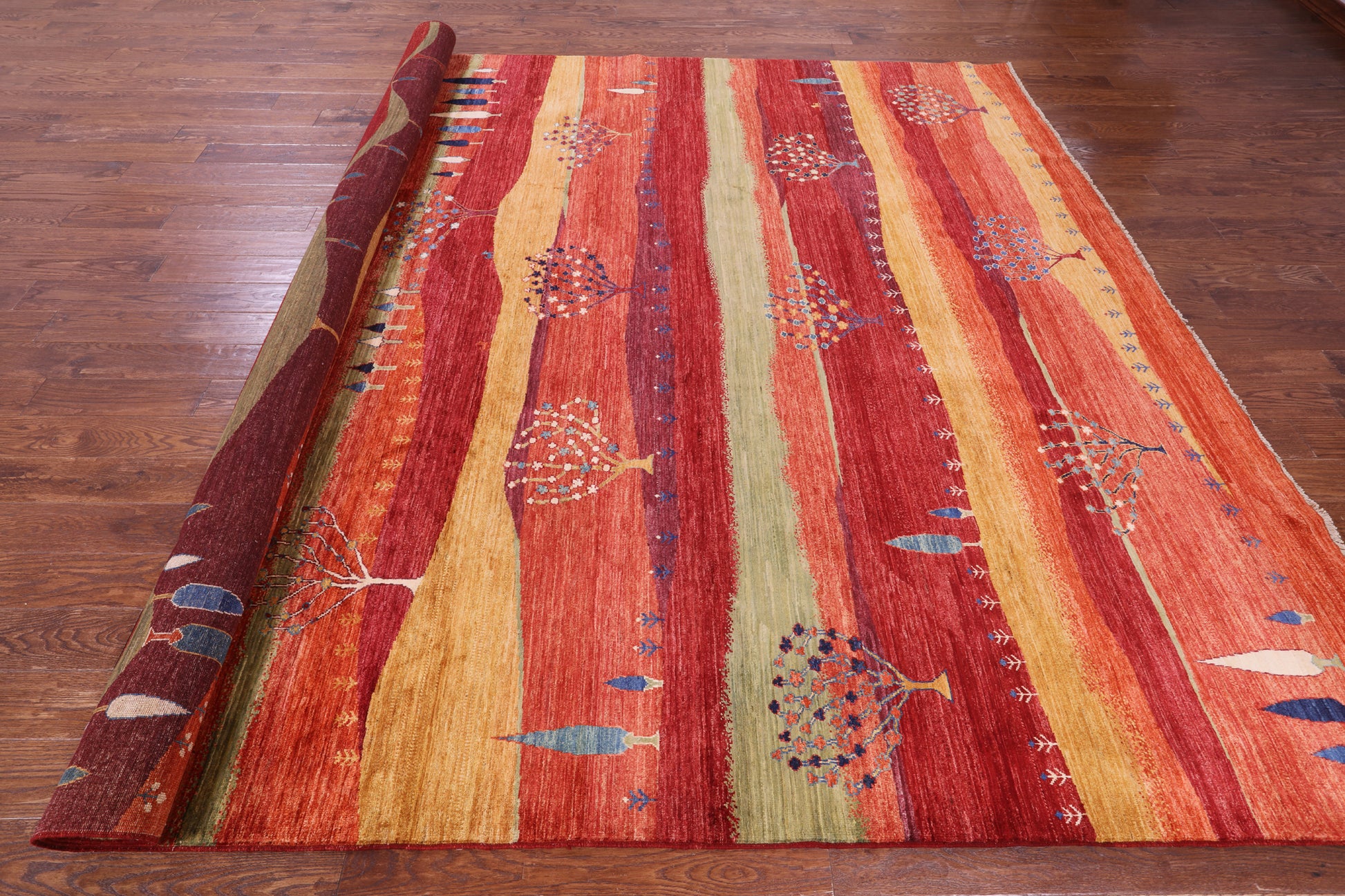 Persian Tribal Gabbeh Handmade Wool Rug - 9' 8" X 13' 5" - Golden Nile