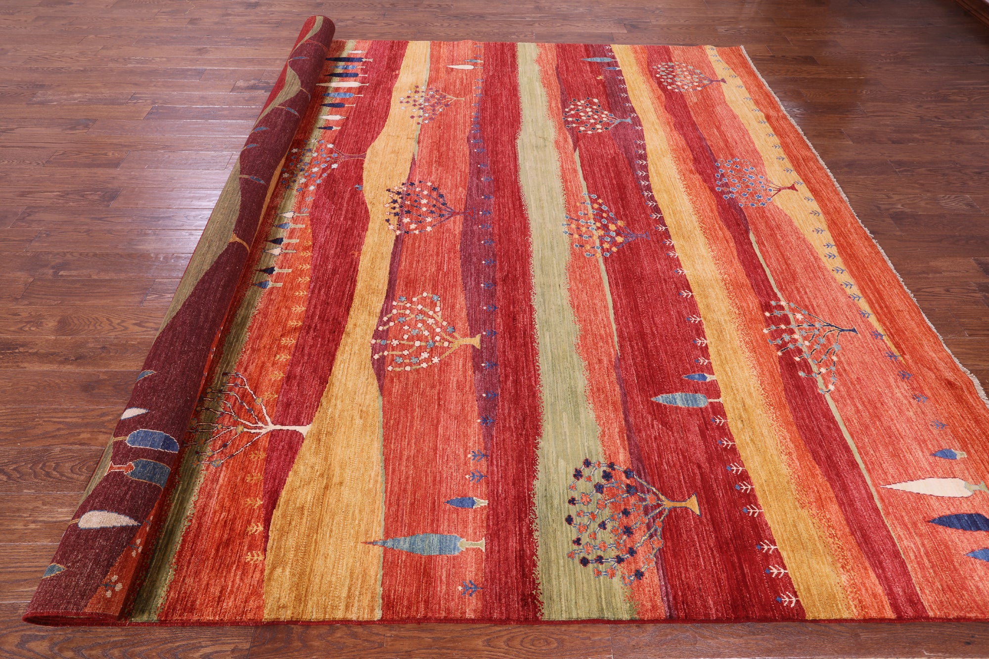 Persian Tribal Gabbeh Handmade Wool Rug - 9' 8" X 13' 5" - Golden Nile