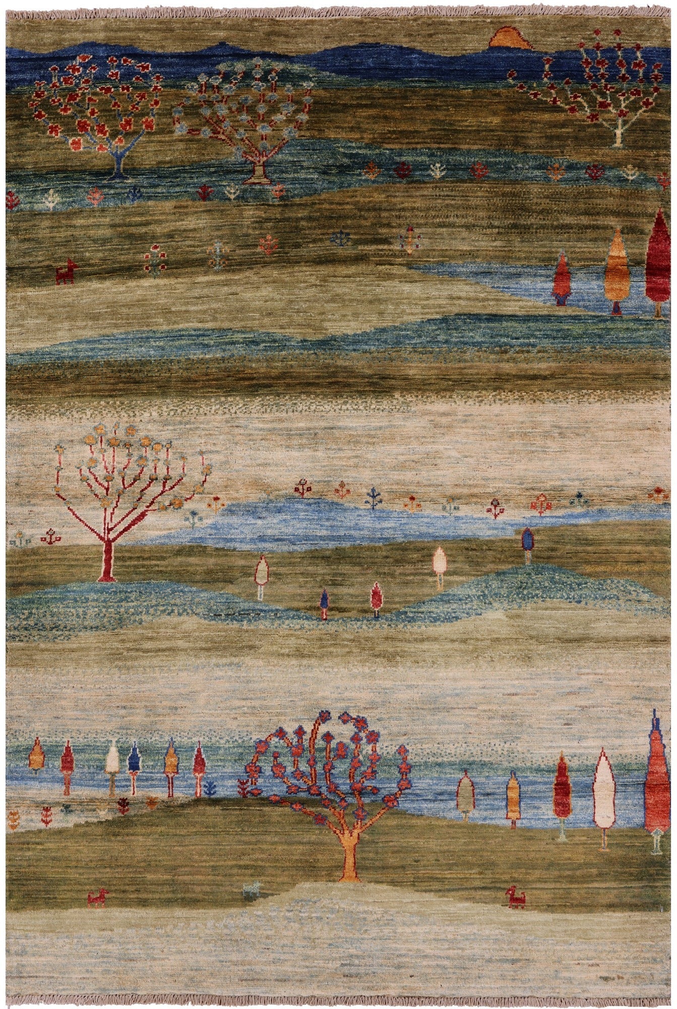 Tribal Persian Gabbeh Hand Knotted Wool Rug - 4' 0" X 5' 10" - Golden Nile