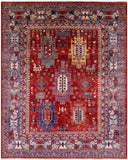 Red Persian Fine Serapi Hand Knotted Wool Rug - 6' 5" X 8' 0" - Golden Nile