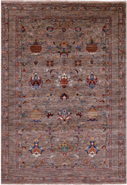 Peshawar Hand Knotted Wool Rug - 5' 7" X 8' 1" - Golden Nile