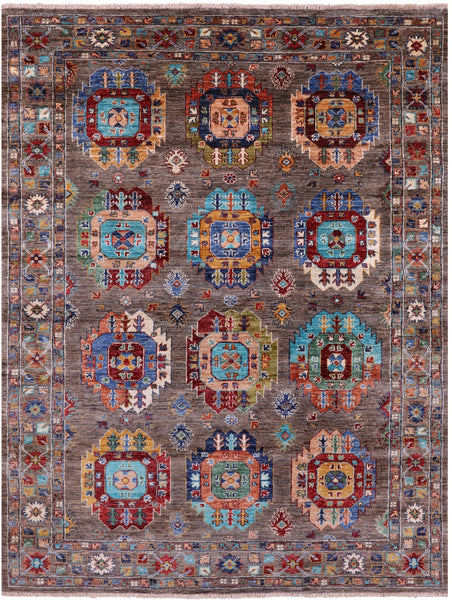 Turkmen Ersari Handmade Wool Rug - 5' 1" X 6' 7" - Golden Nile