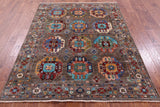 Turkmen Ersari Handmade Wool Rug - 5' 1" X 6' 7" - Golden Nile