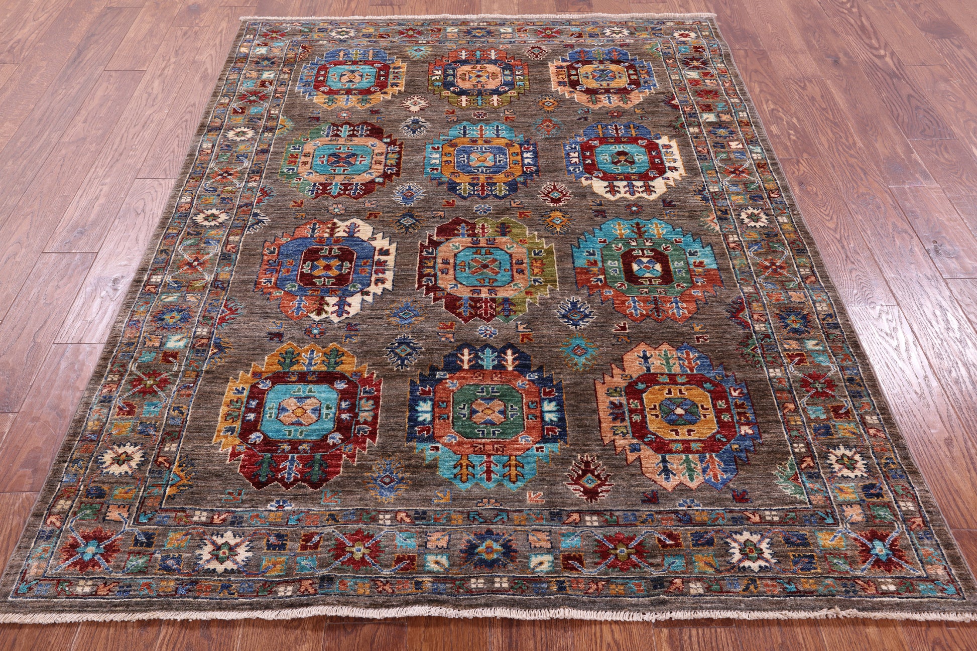 Turkmen Ersari Handmade Wool Rug - 5' 1" X 6' 7" - Golden Nile