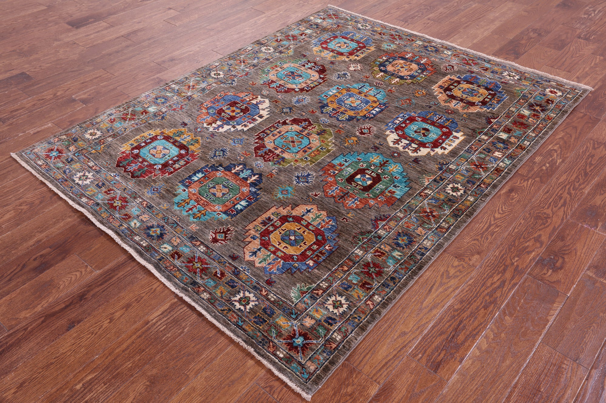 Turkmen Ersari Handmade Wool Rug - 5' 1" X 6' 7" - Golden Nile