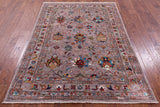 Peshawar Hand Knotted Wool Rug - 4' 9" X 6' 6" - Golden Nile