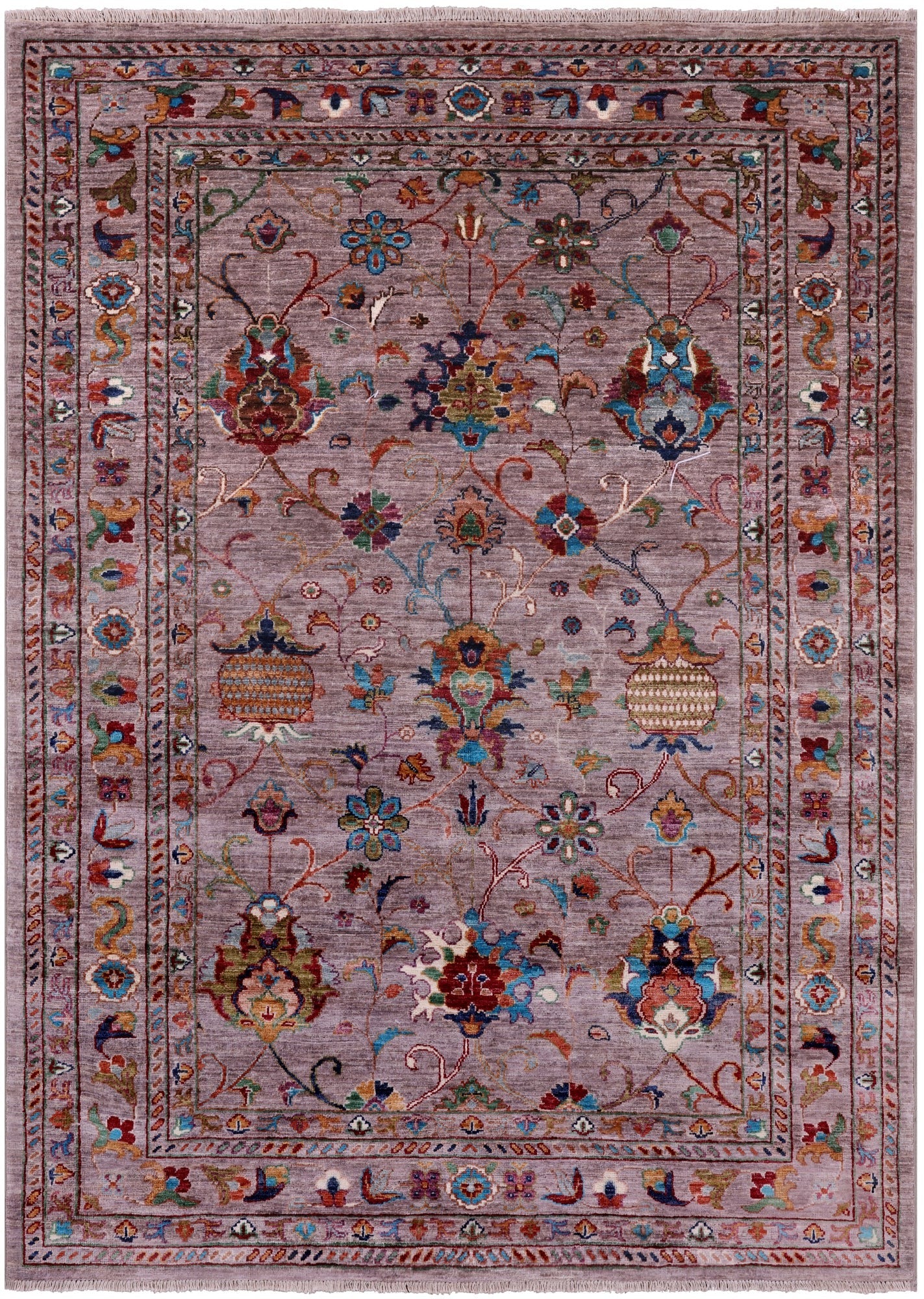 Peshawar Hand Knotted Wool Rug - 4' 9" X 6' 6" - Golden Nile