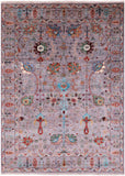 Grey Peshawar Hand Knotted Wool Rug - 4' 10" X 6' 9" - Golden Nile