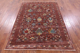 Brown Peshawar Hand Knotted Wool Rug - 5' 1" X 6' 9" - Golden Nile