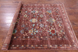 Brown Peshawar Hand Knotted Wool Rug - 5' 1" X 6' 9" - Golden Nile