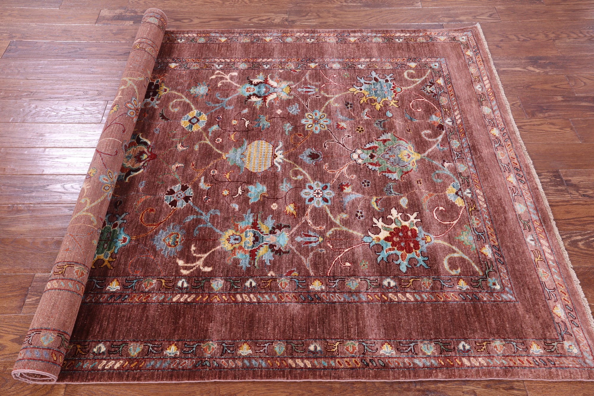 Brown Peshawar Hand Knotted Wool Rug - 5' 1" X 6' 9" - Golden Nile