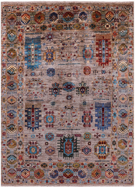 Turkmen Ersari Hand Knotted Wool Rug - 5' 0" X 6' 8" - Golden Nile