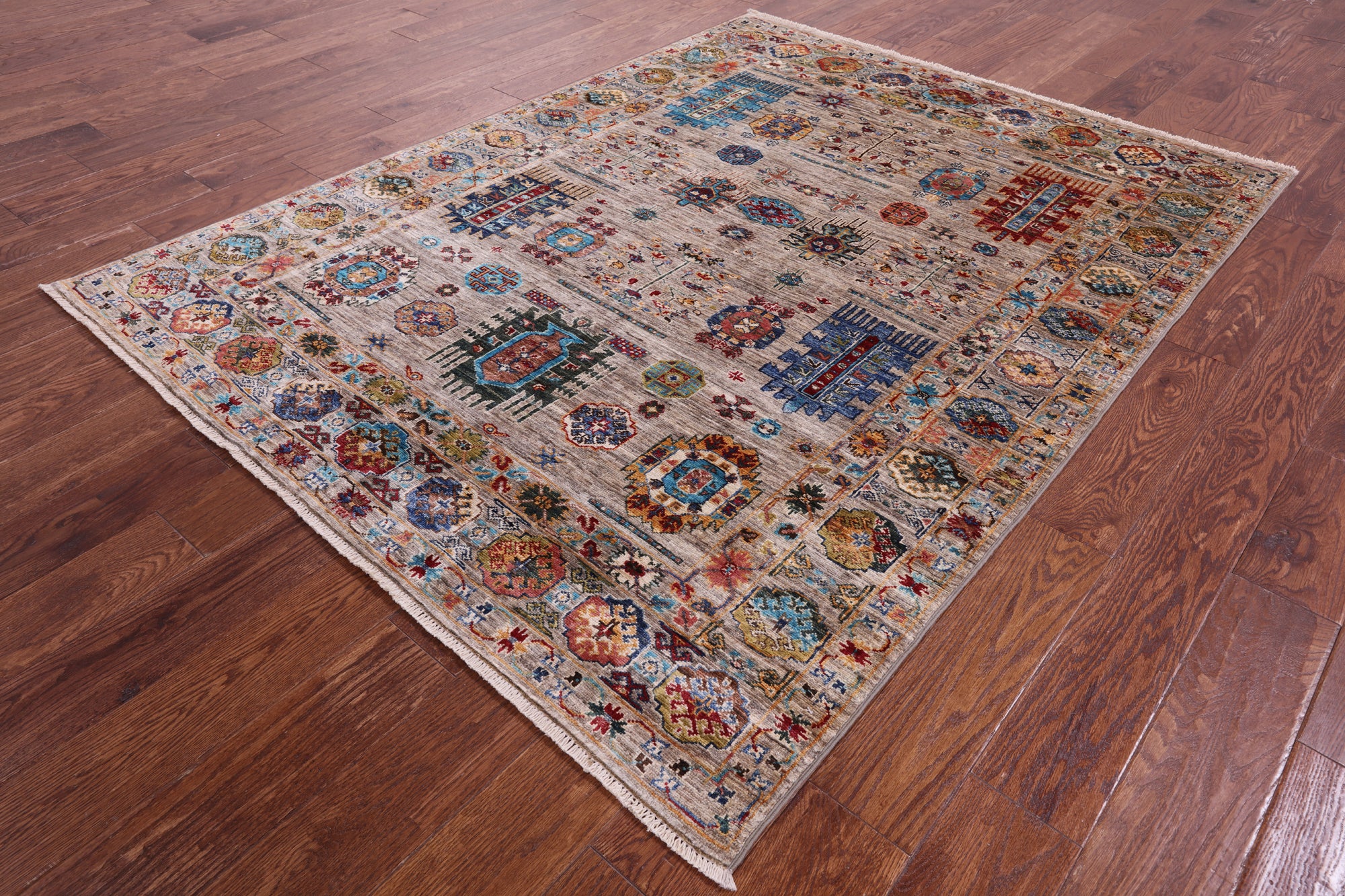 Turkmen Ersari Hand Knotted Wool Rug - 5' 0" X 6' 8" - Golden Nile