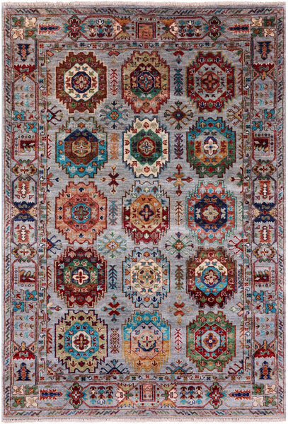Turkmen Ersari Handmade Wool Rug - 4' 0" X 5' 11" - Golden Nile