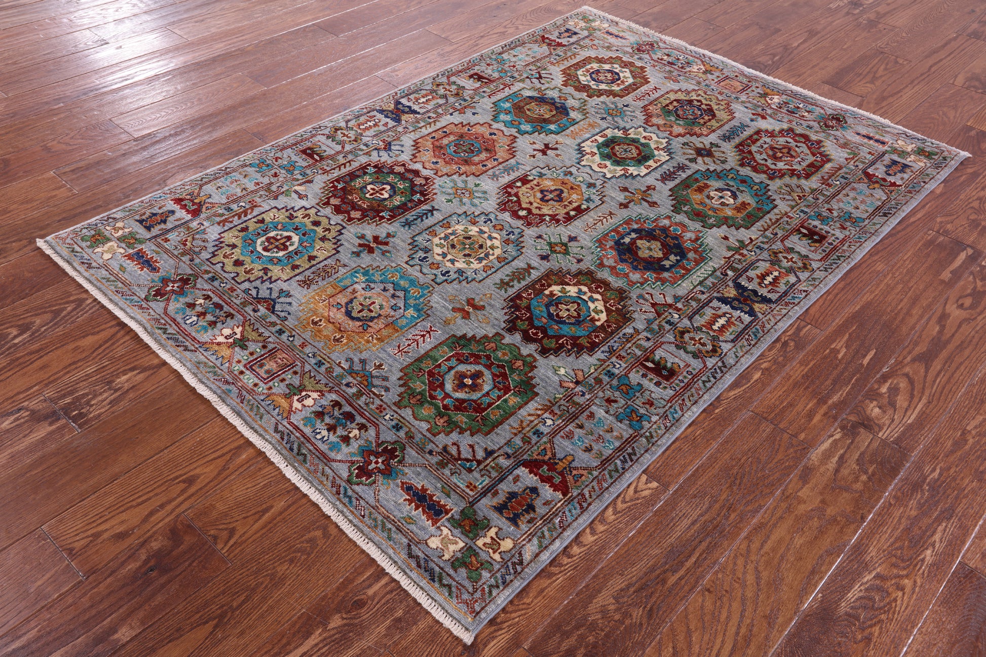 Turkmen Ersari Handmade Wool Rug - 4' 0" X 5' 11" - Golden Nile
