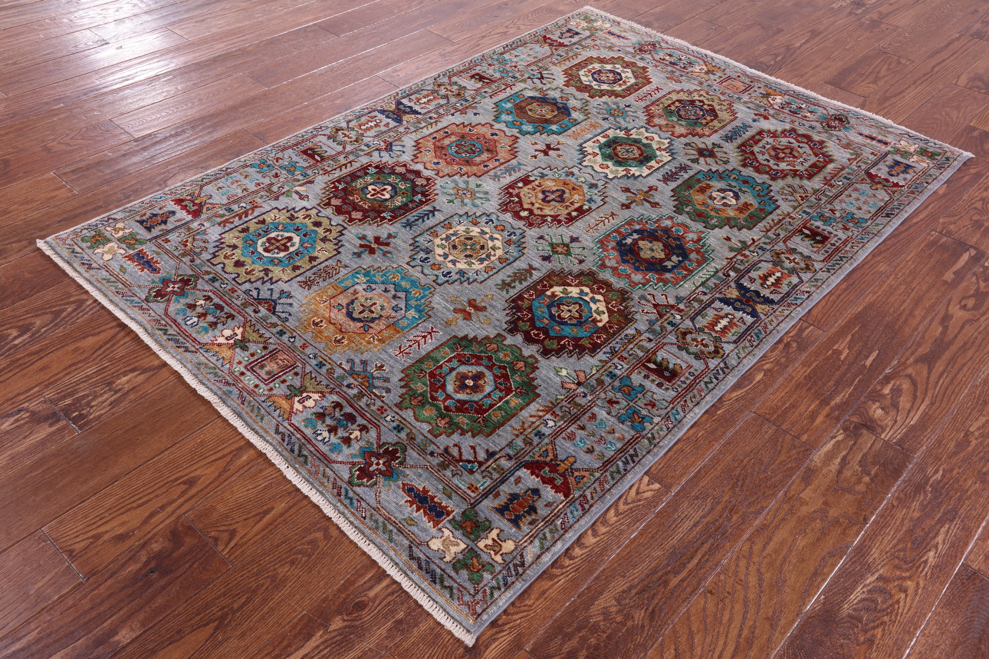 Turkmen Ersari Handmade Wool Rug - 4' 0" X 5' 11" - Golden Nile