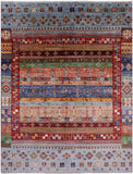 Persian Gabbeh Tribal Handmade Wool Rug - 5' 0" X 6' 8" - Golden Nile