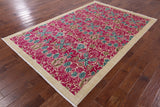 Ivory William Morris Handmade Wool Area Rug - 6' 2" X 9' 2" - Golden Nile