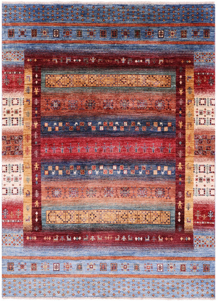 Persian Tribal Gabbeh Hand Knotted Wool Rug - 4' 10" X 6' 8" - Golden Nile