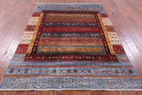 Persian Tribal Gabbeh Hand Knotted Wool Rug - 4' 10" X 6' 8" - Golden Nile