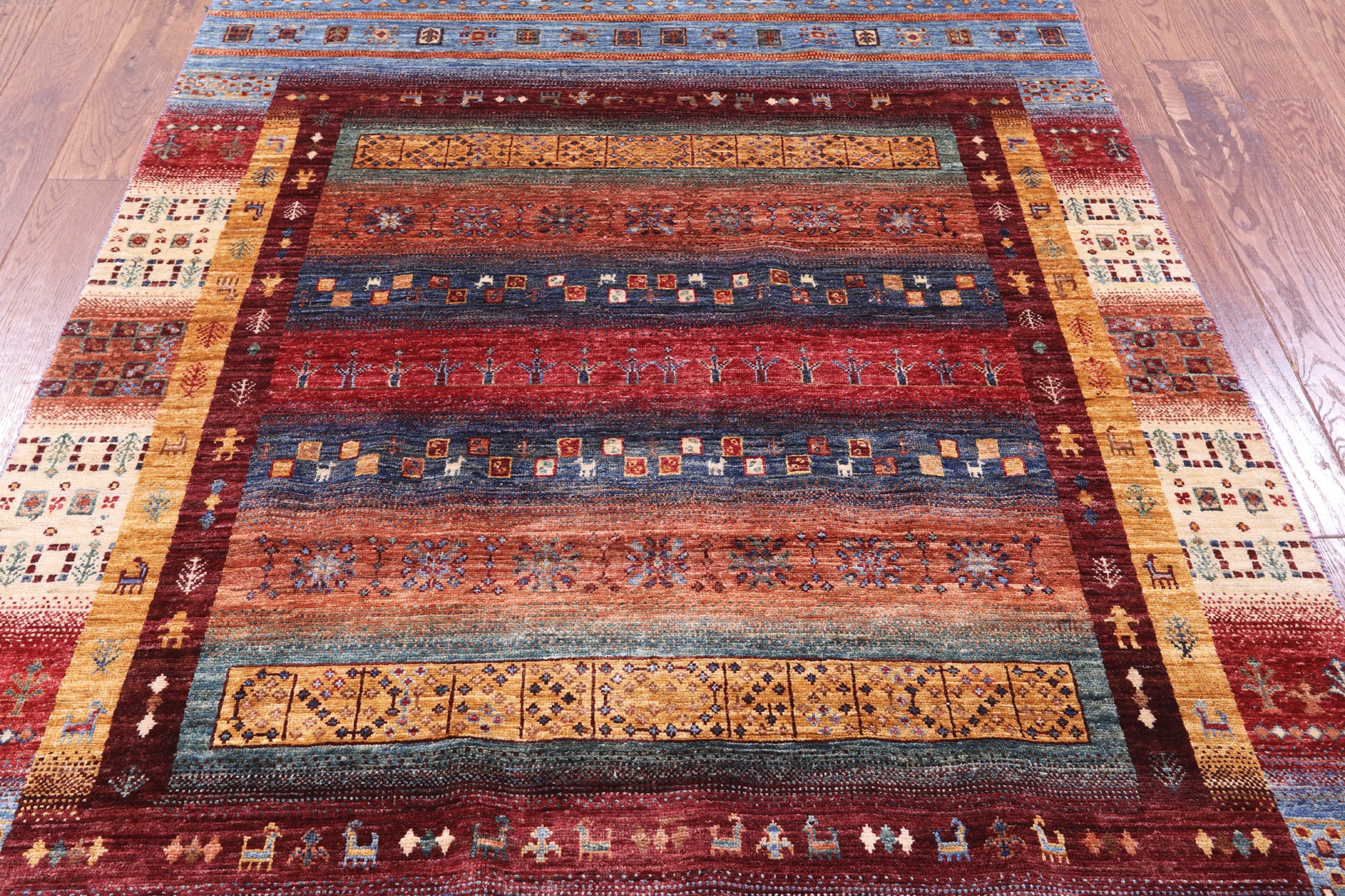 Persian Tribal Gabbeh Hand Knotted Wool Rug - 4' 10" X 6' 8" - Golden Nile