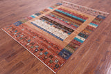 Persian Gabbeh Tribal Hand Knotted Wool Rug - 5' 8" X 7' 11" - Golden Nile