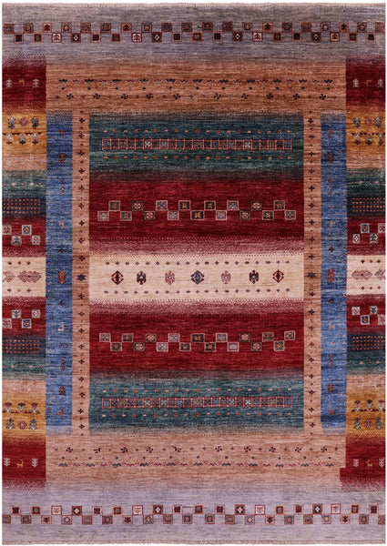 Tribal Persian Gabbeh Hand Knotted Wool Rug - 5' 8" X 8' 0" - Golden Nile