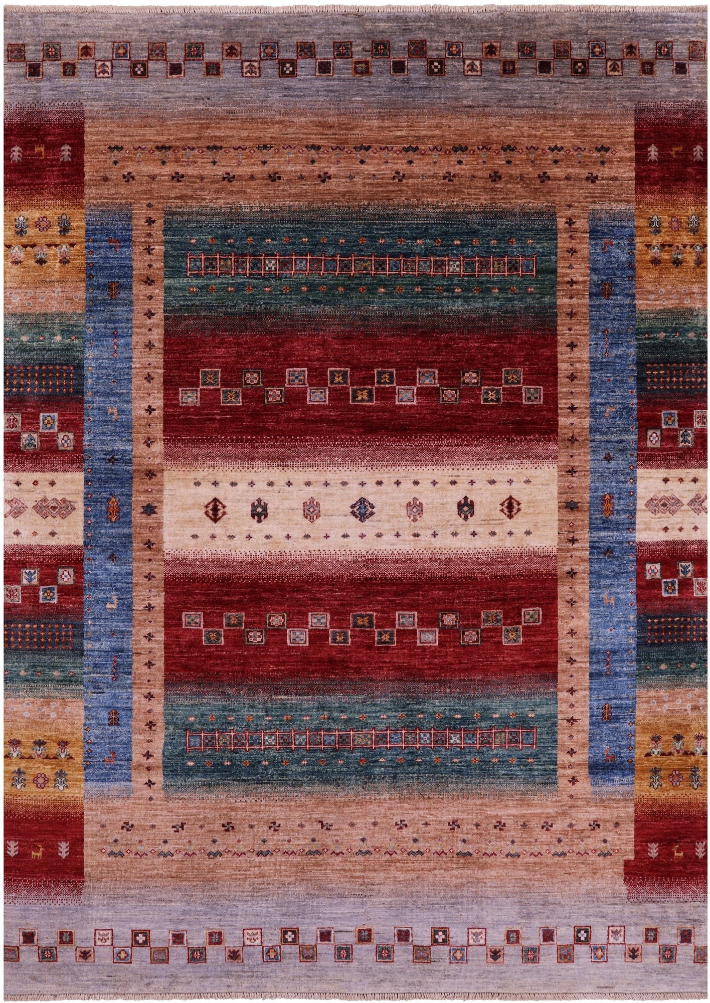 Tribal Persian Gabbeh Hand Knotted Wool Rug - 5' 8" X 8' 0" - Golden Nile
